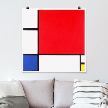Poster - Piet Mondrian - Komposition Rot Blau Gelb - Quadrat 1:1