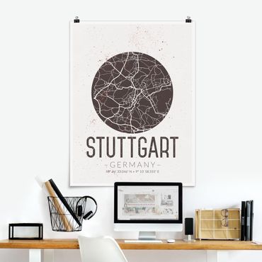 Poster - Stadtplan Stuttgart - Retro - Hochformat 3:4
