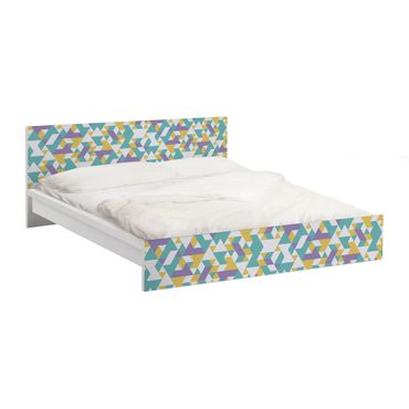 Möbelfolie für IKEA Malm Bett niedrig 140x200cm - Klebefolie No.RY33 Lilac Triangles