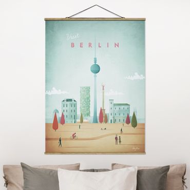 Stoffbild mit Posterleisten - Reiseposter - Berlin - Hochformat 3:4