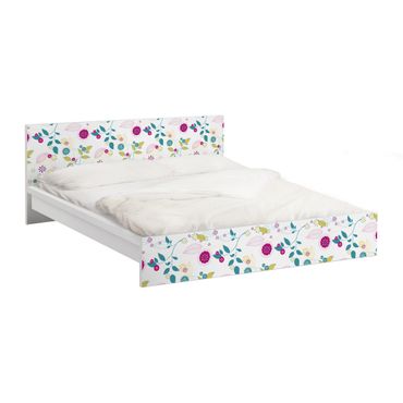 Möbelfolie für IKEA Malm Bett niedrig 160x200cm - Klebefolie Blumencocktail