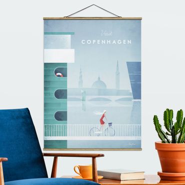 Stoffbild mit Posterleisten - Reiseposter - Kopenhagen - Hochformat 3:4