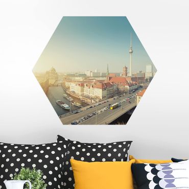 Hexagon Bild Alu-Dibond - Berlin am Morgen