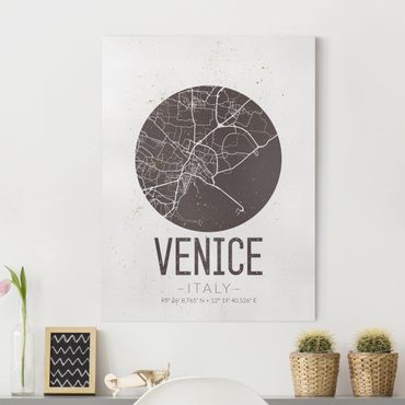Leinwandbild - Stadtplan Venice - Retro - Hochformat 4:3