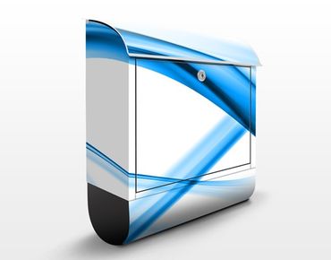 Briefkasten mit Zeitungsfach - Blue Element No.2 - Modern Blau