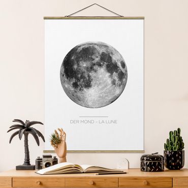 Stoffbild mit Posterleisten - Der Mond - La Lune - Hochformat 3:4