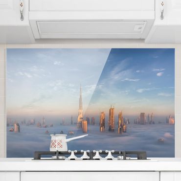 Spritzschutz Glas - Dubai über den Wolken - Querformat - 3:2