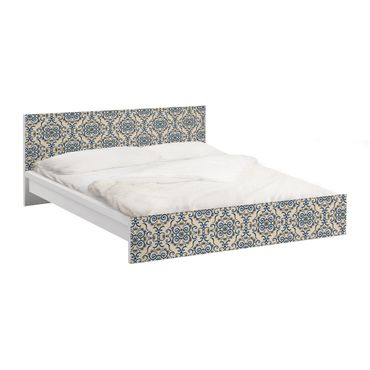 Möbelfolie für IKEA Malm Bett niedrig 140x200cm - Klebefolie Spitzen Ornament in Beige