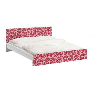 Möbelfolie für IKEA Malm Bett niedrig 160x200cm - Klebefolie Fröhliches Paisley Design