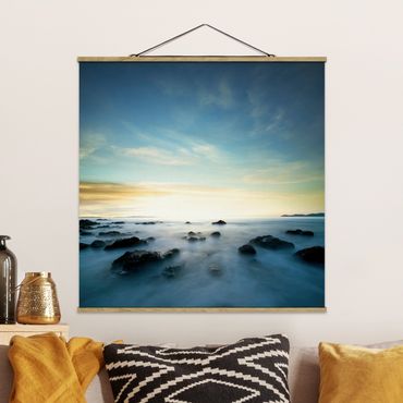 Stoffbild mit Posterleisten - Sonnenuntergang über dem Ozean - Quadrat 1:1