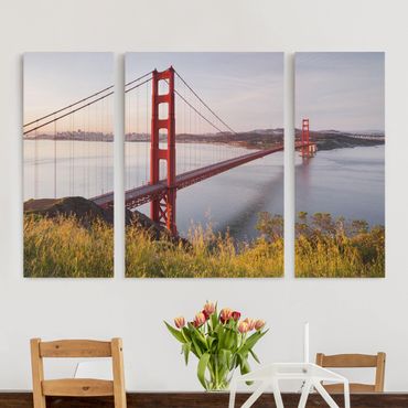 Leinwandbild 3-teilig - Golden Gate Bridge in San Francisco - Triptychon