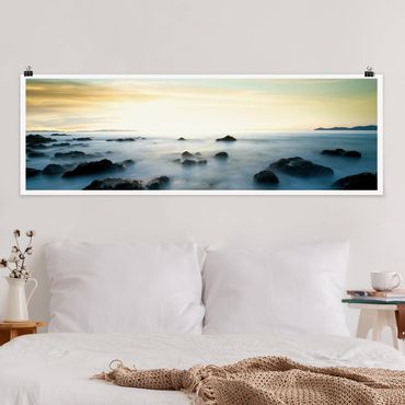 Poster - Sonnenuntergang über dem Ozean - Panorama Querformat