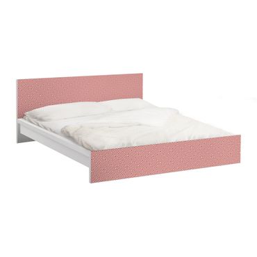 Möbelfolie für IKEA Malm Bett niedrig 140x200cm - Klebefolie Rotes Geometrisches Streifenmuster