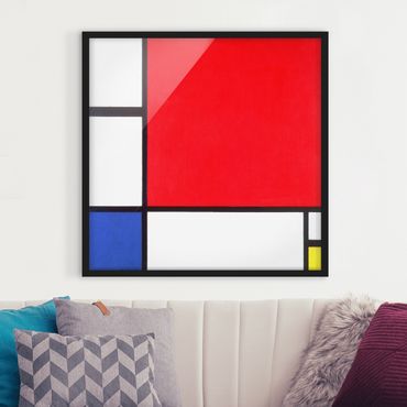 Bild mit Rahmen - Piet Mondrian - Komposition Rot Blau Gelb - Quadrat 1:1