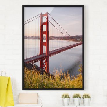 Bild mit Rahmen - Golden Gate Bridge in San Francisco - Hochformat 3:4