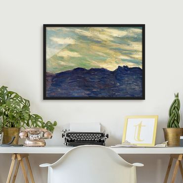 Bild mit Rahmen - Claude Monet - Felsen Sonnenuntergang - Querformat 3:4