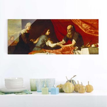 Glasbild - Kunstdruck Jusepe de Ribera - Isaac und Jakob - Panorama Quer
