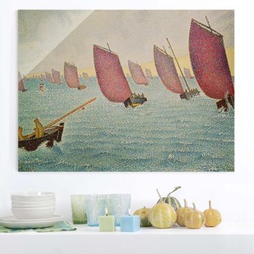 Glasbild - Kunstdruck Paul Signac - Regatta vor Concarneau - Pointillismus - Quer 4:3
