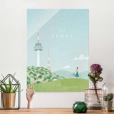 Glasbild - Reiseposter - Seoul - Hochformat