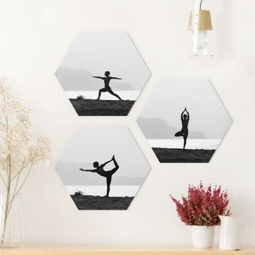 Hexagon Bild Forex 3-teilig - Yoga Trio