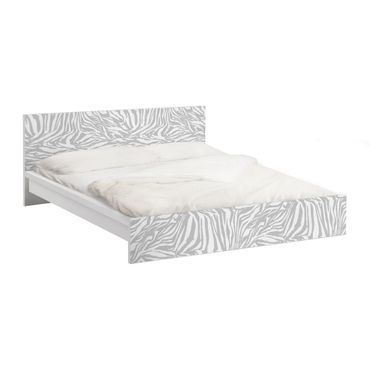 Möbelfolie für IKEA Malm Bett niedrig 160x200cm - Klebefolie Zebra Design Hellgrau