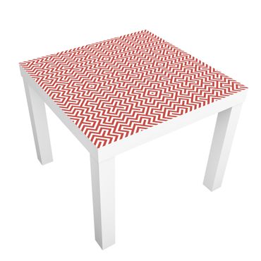 Möbelfolie für IKEA Lack - Klebefolie Rotes Geometrisches Streifenmuster