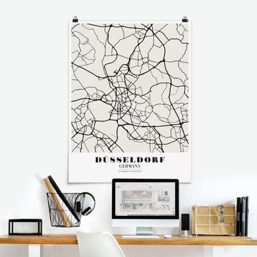 Poster - Stadtplan Düsseldorf - Klassik - Hochformat 3:4