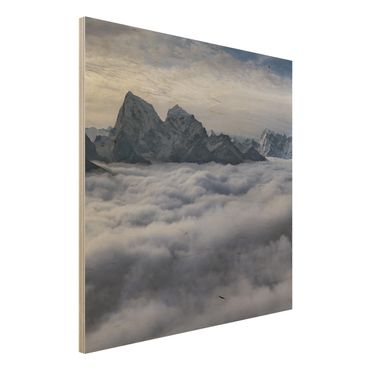 Holzbild - Wolkenmeer im Himalaya - Quadrat 1:1