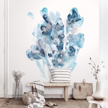 Fototapete - Aquarell Bouquet in blauen Schattierungen - Quadrat