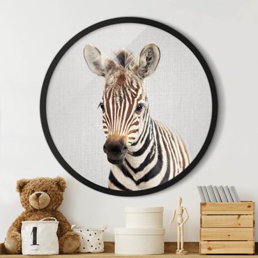 Rundes Gerahmtes Bild - Baby Zebra Zoey