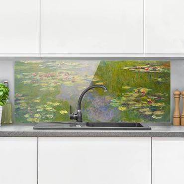 Spritzschutz Glas - Claude Monet - Grüne Seerosen - Panorama - 5:2