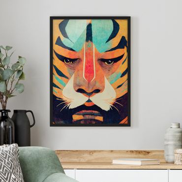 Indrammet plakat - Colourful Tiger Illustration
