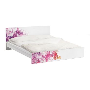 Möbelfolie für IKEA Malm Bett niedrig 160x200cm - Klebefolie Schmetterlingstraum
