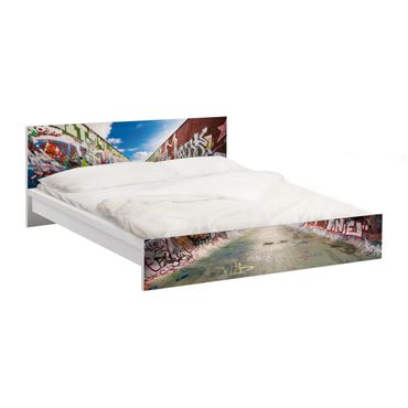 Möbelfolie für IKEA Malm Bett niedrig 140x200cm - Klebefolie Skate Graffiti
