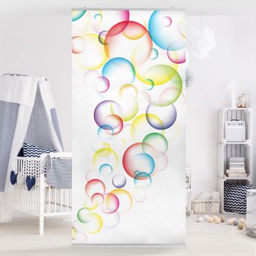 Raumteiler Kinderzimmer - Rainbow Bubbles 250x120cm