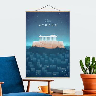 Stoffbild mit Posterleisten - Reiseposter - Athen - Hochformat 2:3
