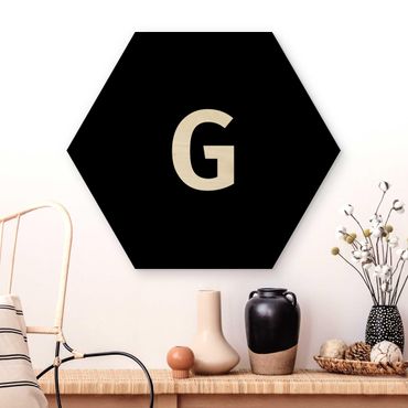 Hexagon Bild Holz - Buchstabe Schwarz G