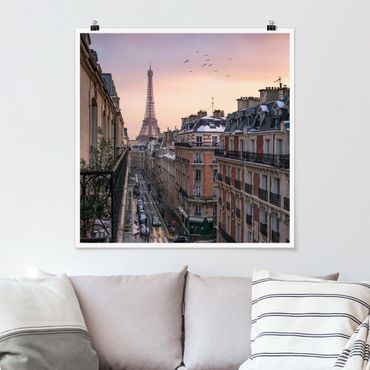 Poster - Eiffelturm bei Sonnenuntergang - Quadrat 1:1