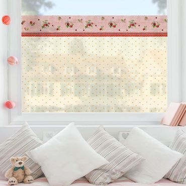 Fensterfolie Sichtschutz - Erdbeerinchen Erdbeerfee - Erdbeermuster - Fensterbild