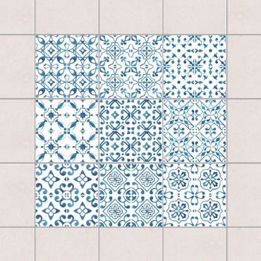 Fliesenaufkleber - Blau Weiß Muster Serie