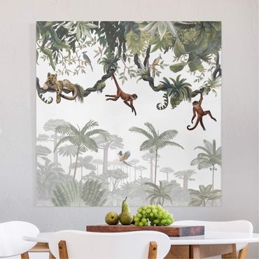 Billede på lærred - Cheeky monkeys in tropical canopies