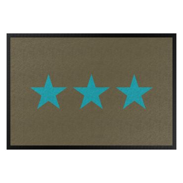 Fußmatte - Drei Sterne braun türkisblau
