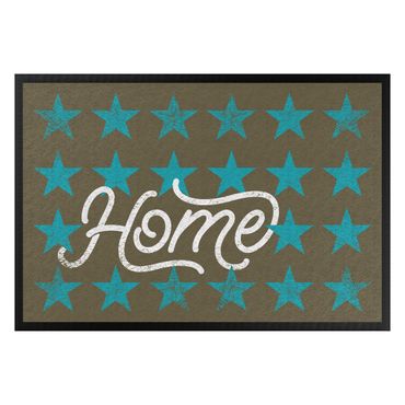 Fußmatte - Home Sterne braun türkisblau