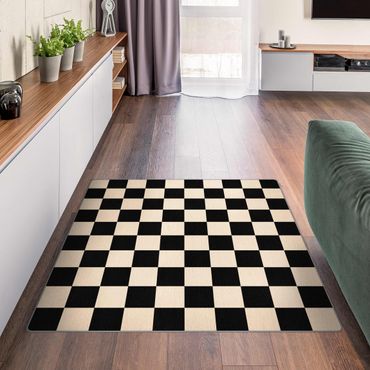 Tæpper - Geometrical Pattern Chessboard Black Beige