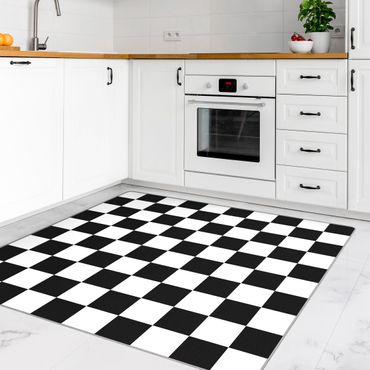 Tæpper - Geometrical Pattern Chessboard Black And White