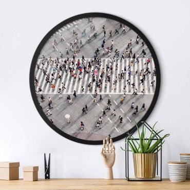 Circular framed print - Shibuya Crossing in Tokyo