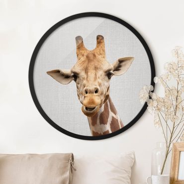 Rundes Gerahmtes Bild - Giraffe Gundel