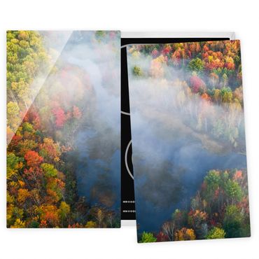 Herdabdeckplatte Glas - Luftbild - Herbst Symphonie - 52x60cm