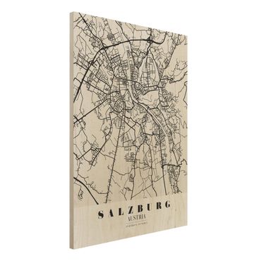 Holzbild -Stadtplan Salzburg - Klassik- Hochformat 3:4