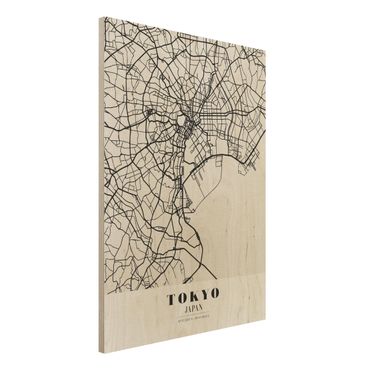 Holzbild -Stadtplan Tokyo - Klassik- Hochformat 3:4